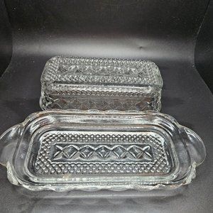 Vintage Cut Glass Butter Dish